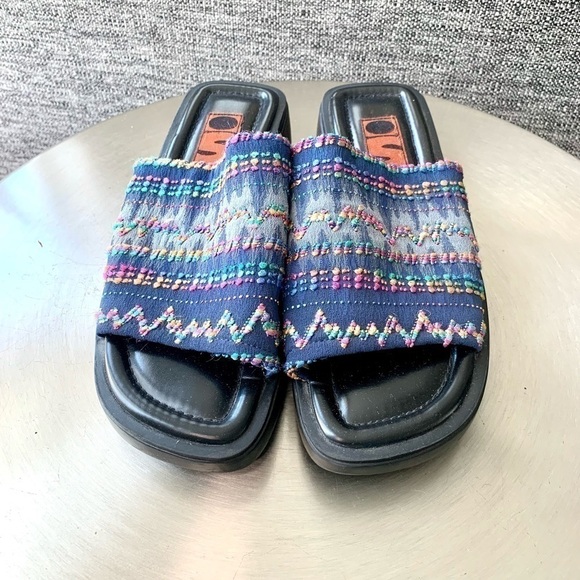 Inspired Soles ArtEffects 90s Slide Sandals y2k boho embroidered chunky Heel 9 - Picture 3 of 6